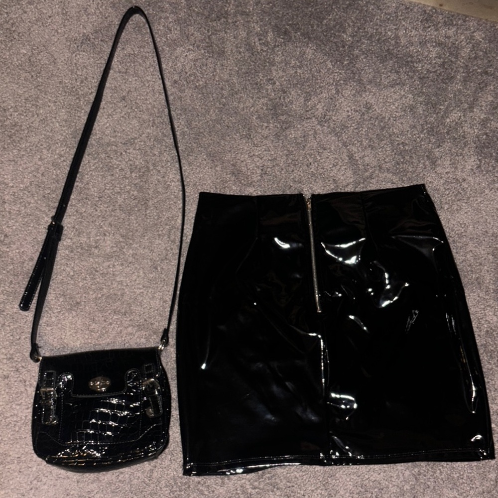 Latex skirt and purse